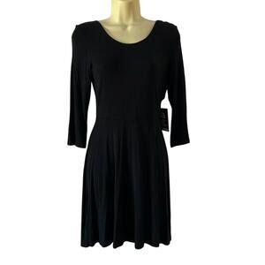 Express black knit skater dress NWT Size Small Fit and Flare 3/4 Sleeves